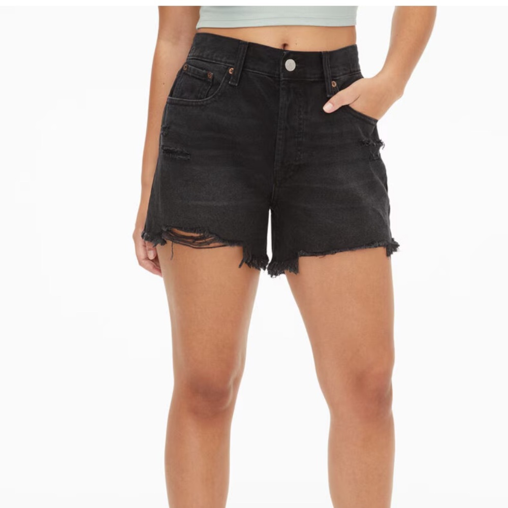 Aeropostale Women's Black 90's Distressex HR Cut Off Shorts